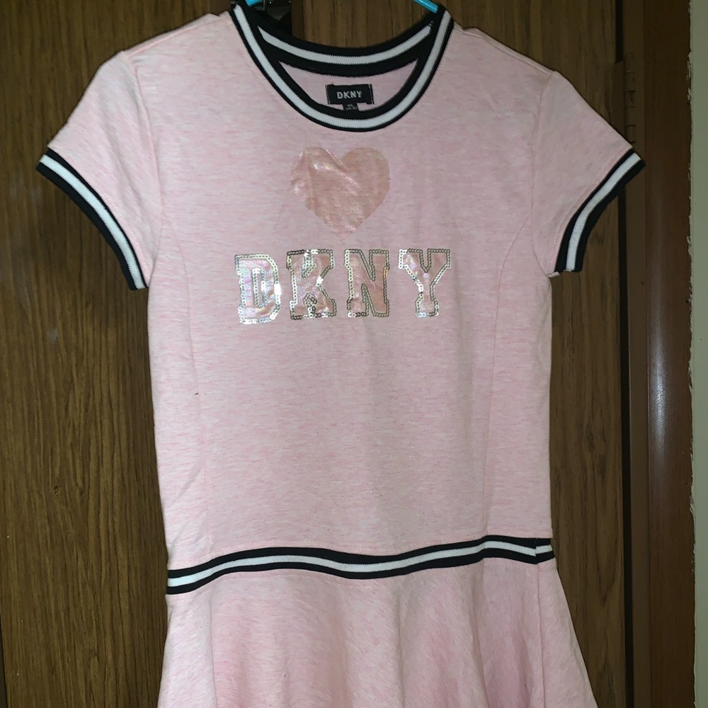 DKNY Girl's Sequin Dress Pink Size XL (14-16)